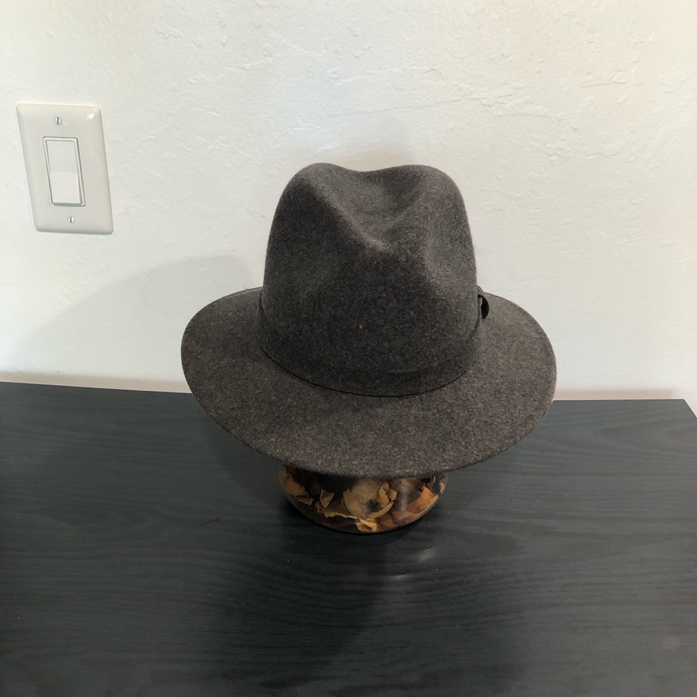 Bailey of Hollywood for J. Crew fedora, wool, dark gray, size M/L, made in USA.